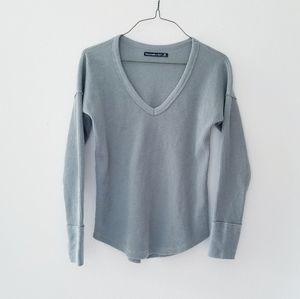 A&F Green Waffle V Neck XS